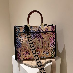 Replica Designer er FENDI Women Large Graffiti Painted Printed Bag