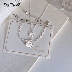 Replica Designer er Women Fashion Bear Cartoon Pattern Bracelet Necklace Jewelry