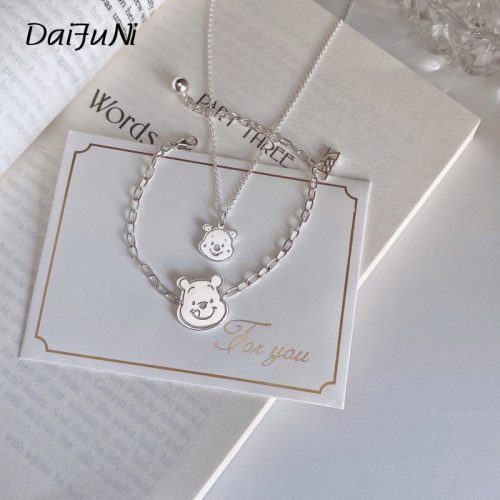 Replica Designer er Women Fashion Bear Cartoon Pattern Bracelet Necklace Jewelry