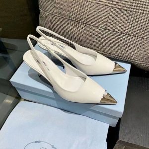 Replica Desinger Prada Women Fashion Summer Metal Pointed Stiletto Heels Sandals