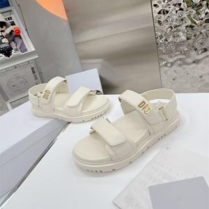 Replica Dior Women Fashion Metal Buckle Letter Platform Velcro Sandals