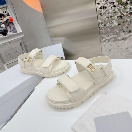 Replica Dior Women Fashion Metal Buckle Letter Platform Velcro Sandals