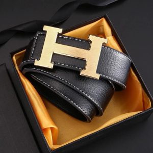 Replica Herme Men Fashion Copper Buckle H Leather Belt