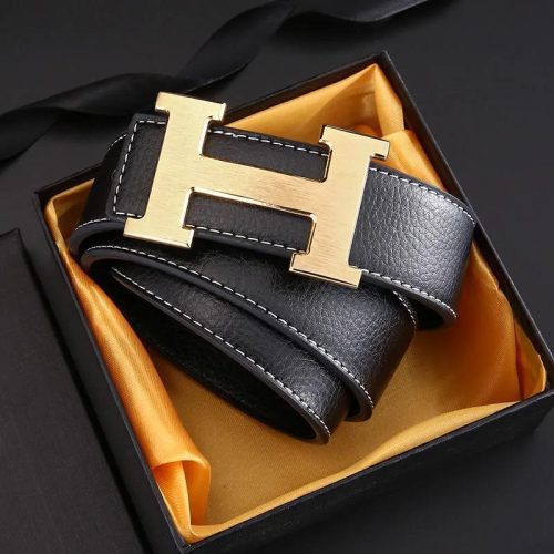 Replica Herme Men Fashion Copper Buckle H Leather Belt