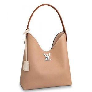 Replica Louis Vuitton Beige Lockme Hobo Shoulder Bag M44330 BLV739 For Sale
