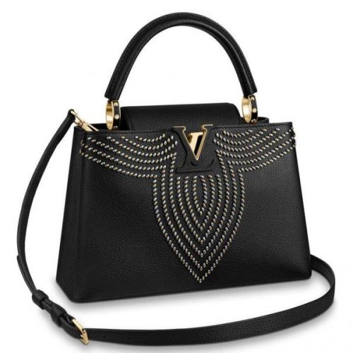Replica Louis Vuitton Black Capucines PM Bag With Beads M52979 BLV851 For Sale