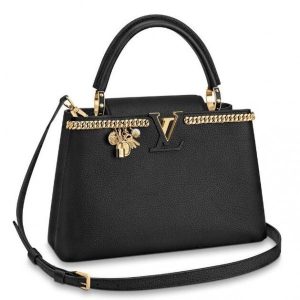 Replica Louis Vuitton Black Capucines PM Bag With Chain M52963 BLV838 For Sale