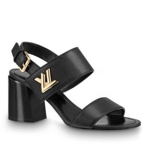 Replica Louis Vuitton Black Leather Horizon Sandal For Sale