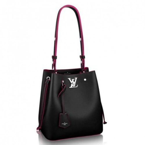 Replica Louis Vuitton Black Lockme Bucket Bag M54677 BLV759 For Sale