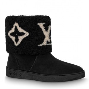 Replica Louis Vuitton Black Snowdrop Flat Ankle Boots For Sale
