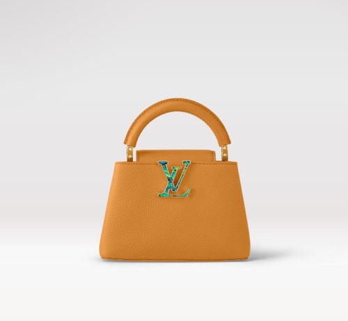 Replica Louis Vuitton Capucines Mini LV Bag Safran Imperial Yellow M21168 For Sale