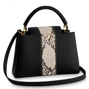 Replica Louis Vuitton Capucines PM Bag Python Stripe N94566 BLV840 For Sale