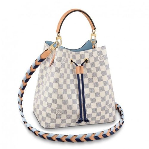 Replica Louis Vuitton Damier Azur NeoNoe MM With Braided Strap N50042 BLV044 For Sale