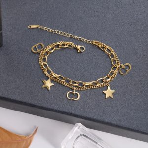 lica Designer Dior Fashion Alphabet Star Double Layer Bracelet