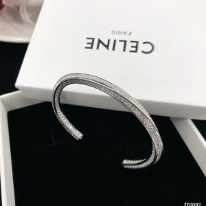replica designer celine rhinestone silver cuff bangle